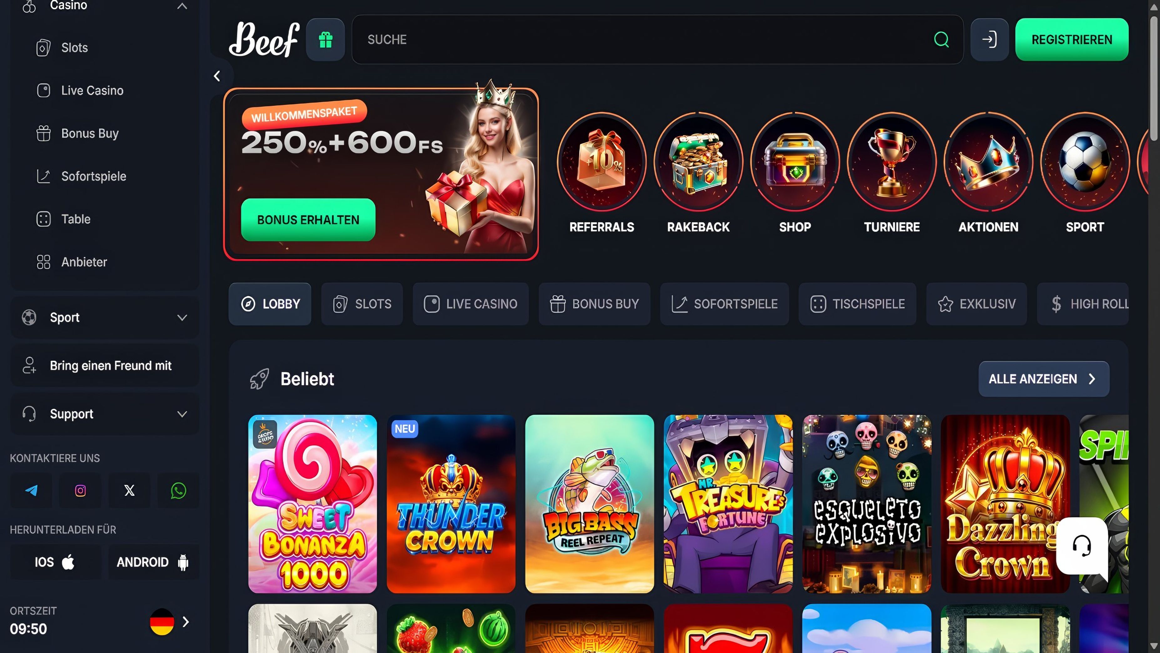 Beef Casino desktop screenshot 1